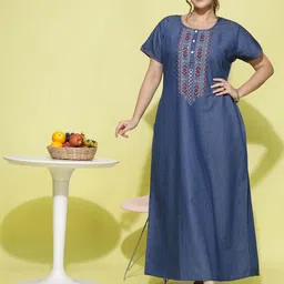 9shines Label Embroidered Maxi Nightdress-image-54