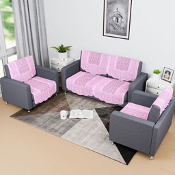 Aura Pink Ethnic Motifs Printed 4 Seater Cotton Sofa Cover-picture-19