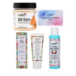 CARET ORGANIC Set of 4 Face Pack, Kojic Acid Soap, Hybrid Face Wash & Almond Body Lotion-image-89