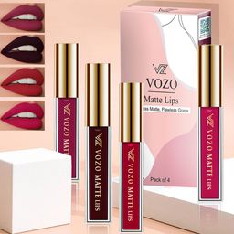 VOZO Set Of 4 Stay-All-Day Matte Liquid Lipstick-4ml Each-101-102-104-204-22