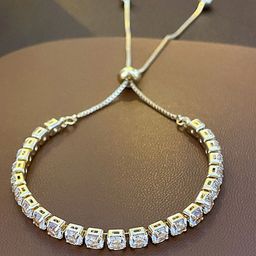 Peora Silver-Plated Cubic Zirconia Studded Adjustable Wraparound Bracelet-31