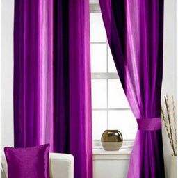 BELLA TRUE Purple & Pink 2 Pieces Ripple Fold Long Door Curtains-image-64