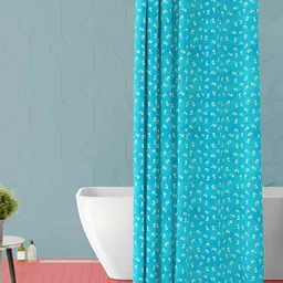 ArtzFolio Turquoise Blue & White Printed Waterproof Shower Curtain-image-94