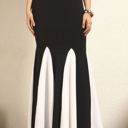 BAESD Colour Blocked A-Line Maxi Skirt-picture-34