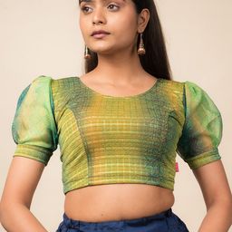 Bindigasm's Advi Puff Sleeves Stretchable Slip-On Blouse-image-5