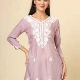 HERE&NOW Floral Embroidered Thread Work Kurti-picture-53