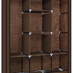 3-Door Foldable Wardrobe,8 Racks, Brown PP Collapsible Wardrobe-image-64