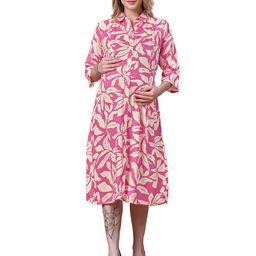 LOVELY MOM'S Women Floral Print Maternity Shirt Dress-image-20