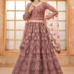 Cute fellow Embroidered Semi-Stitched Lehenga & Unstitched Blouse With Dupatta-image-12