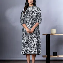 KALINI Women Ethnic Motifs Printed Cotton Fit & Flare Midi Dress-image-23