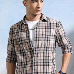 HIGHLANDER Men Slim Fit Opaque Checked Casual Shirt-image-36