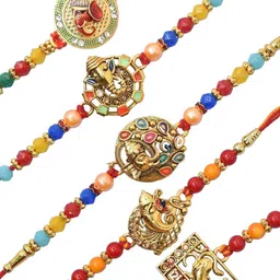 MEIRA JEWELLERY 7 Pcs Mauli Thread Rakhi With Greeting Card & Roli Chawal-image-41