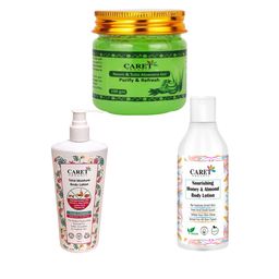 CARET ORGANIC Set Of 3 Honey & Almond Body Lotion, Total Moisturise Lotion & Aloe Vera Gel-24