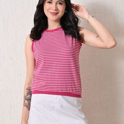 Myrung Women Striped Bio Finish Pockets T-shirt-image-75