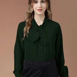 THE FAB FACTORY Women Tie-Up Neck Shirt Style Top-picture-12