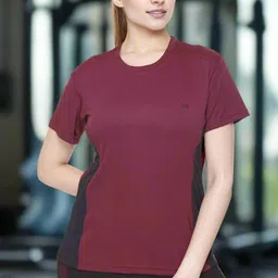 White Moon Women Colourblocked Dri-FIT Raw Edge T-shirt-image-17