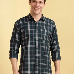 Allen Solly Men Custom Fit Spread Collar Tartan Checked Cotton Casual Shirt-picture-36