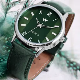 CRESTELLO Men Dial & Leather Bracelet Style Straps Analogue Watch CR-WT044-GRN-19