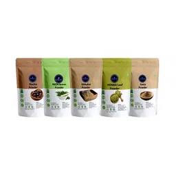 VEDICINE Set Of 5 Amla Reetha Shikakai Henna & Neem Leaf Powder For Hair Care - 75g Each-3