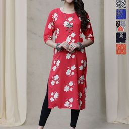 7Threads Selection Of 6 Floral Printed Round Neck Straight Kurta-image-52