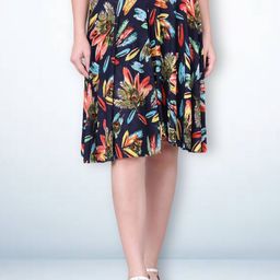 Jinfo Printed Knee Length Flared Skirt With Attached Shorts-image-92