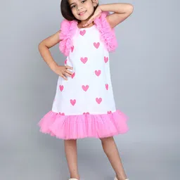 Pink Chick Print Flutter Sleeve A-Line Dress-image-57