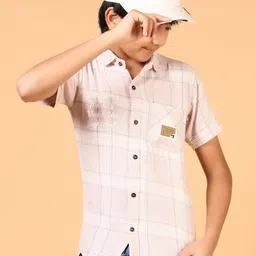V-Mart Boys Windowpane Checks Opaque Checked Casual Shirt-23