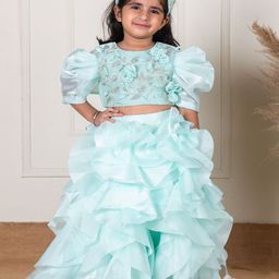 Li'l Angels Girls Embellished Beads and Stones Ready to Wear Lehenga &-picture-11