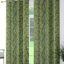 Myntra Elegant Homes Green & Beige 2 Pieces Super Tree Room Darkening Door Curtains-12
