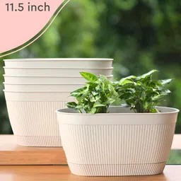 eha Set Of 6 Off-White Textured PlantersPot-36