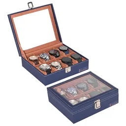 Kuber Industries 2-Pcs Navy Blue 8 Slots Wrist Watch Organisers-image-47