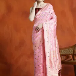 SHADOW & SAINING Woven Design Zari Silk Blend Banarasi Saree-image-84