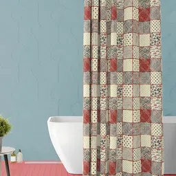 ArtzFolio Beige & Maroon Printed Waterproof Shower Curtain-6