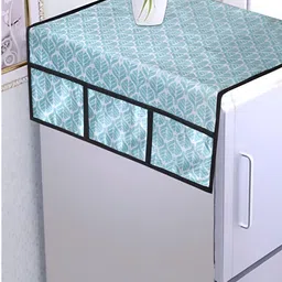 AAZEEM Sea-Green & White Printed Fridge Top Cover With 6 Utility Pockets-image-67
