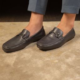 Tresmode The Otter Grey Men's Leather Driving Loafers-image-2