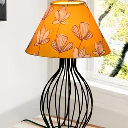 Homesake Yellow Metal Industrial Cylindrical Shaped Table Lamp-18
