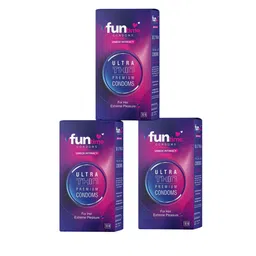Funtime Set Of 3 Ultra Thin Dotted & Ribbed Climax Control Condoms- 10 Pcs Each-7