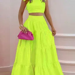 Outzidr Square Neck Top With Skirt Co-Ords-picture-19