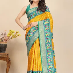 SSHAGUN LIFESTYLE Floral Printed Zari Silk Cotton Saree-picture-37