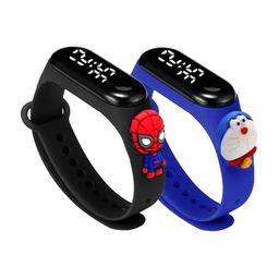 TARIDO Kids Pack Of 2 Printed Dial & Straps Digital Watch TD_4 BLACK+BLUE-image-16