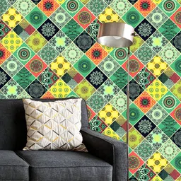 ArtzFolio Green & Yellow Printed UV Resistant Wallpaper-image-7