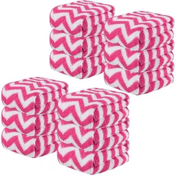 Kuber Industries 12-Pcs Pink & White Printed 250 GSM Face Towels-64