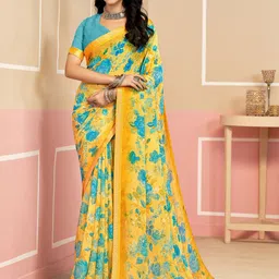 LeeliPeeri Designer Floral Printed Saree With Unstitched Blouse Piece-picture-1