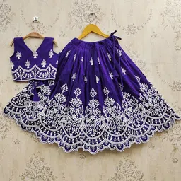 BAESD Girls Embroidered Thread Work Ready to Wear Lehenga &-image-68