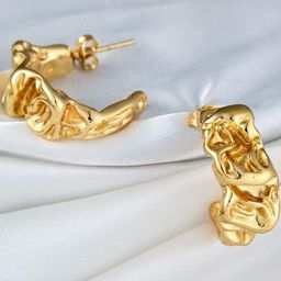 Dressberry Gold-Plated Contemporary Half Hoop Earrings-46