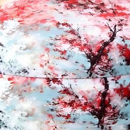 Shadowkart Set Of 2 White & Red Printed Wooden Ottomans image 5