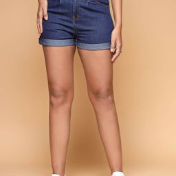 KATLINE Women Stretchable Denim Shorts-picture-11