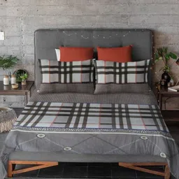 HARYANA HOOPS Black & White Geometric 220 TC Queen Bedsheet with 2 Pillow Covers-image-5