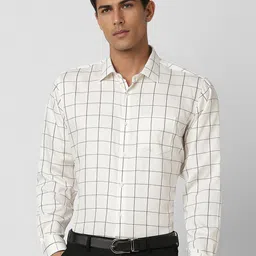 Van Heusen Men Spread Collar Windowpane Checked Cotton Formal Shirt-picture-47