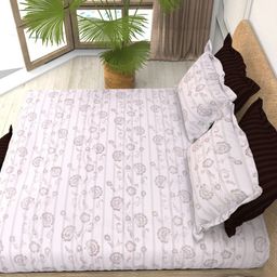 THE WHITE MOSS Christe White Printed 220 TC Cotton King Bedsheet Set-2.75 m x 2.50 m-93